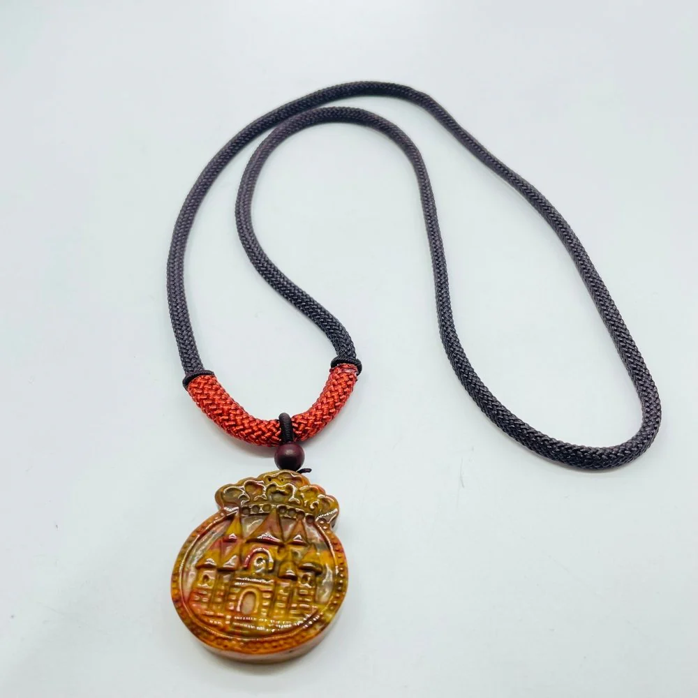 Ocean Jasper Castle Carving Pendant Wholesale - Image 3