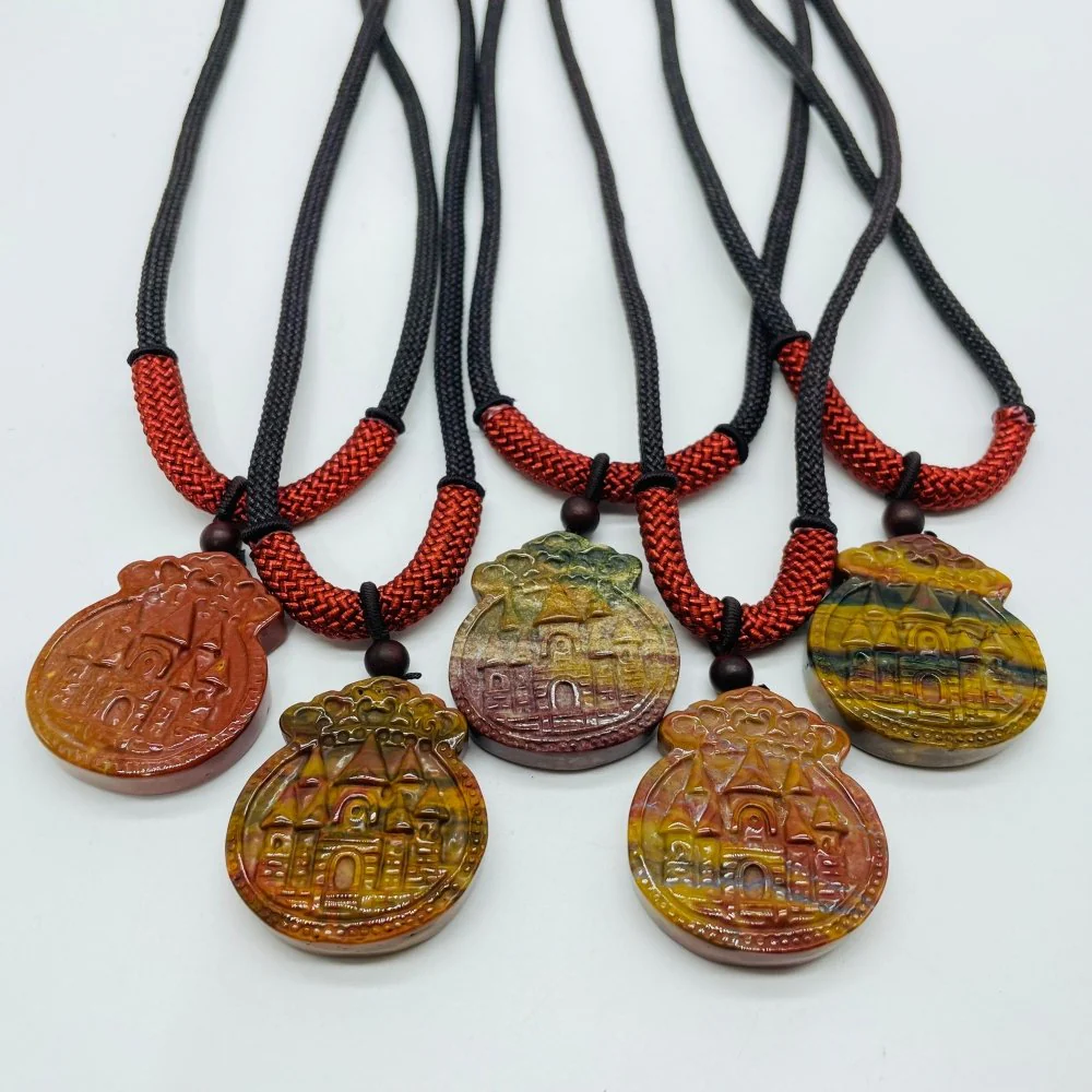 Ocean Jasper Castle Carving Pendant Wholesale - Image 4