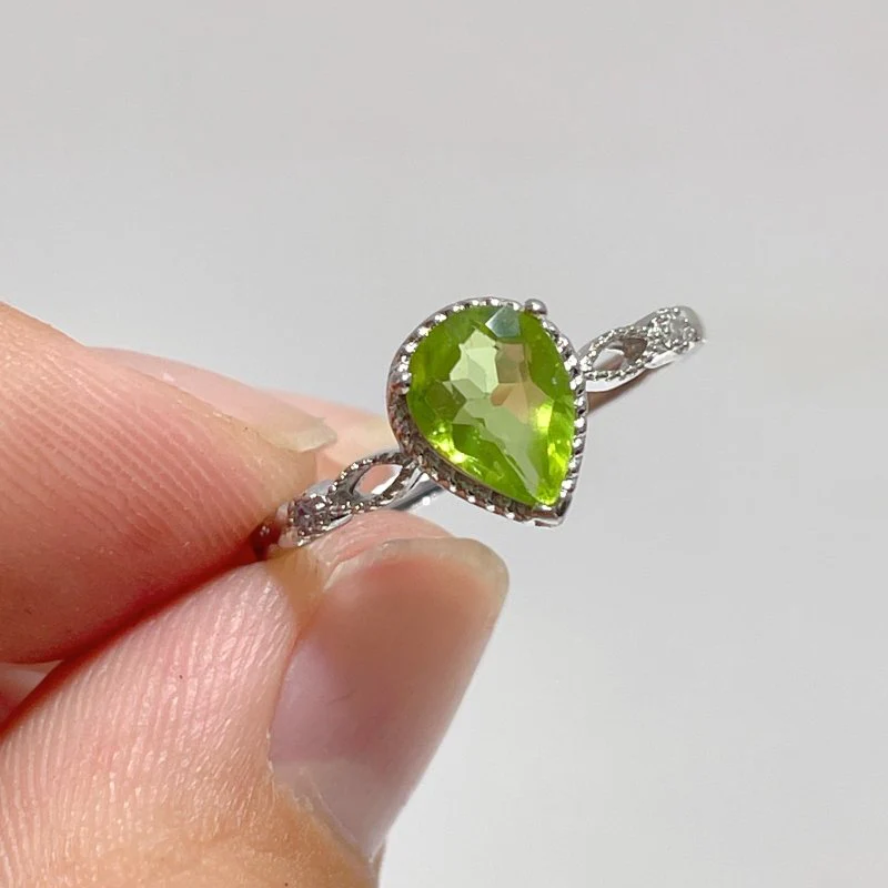 Peridot Cut Faceted Ring Waterdrop Shape Wholesale - Image 2