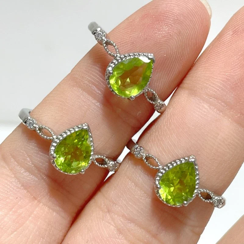 Peridot Cut Faceted Ring Waterdrop Shape Wholesale - Image 3