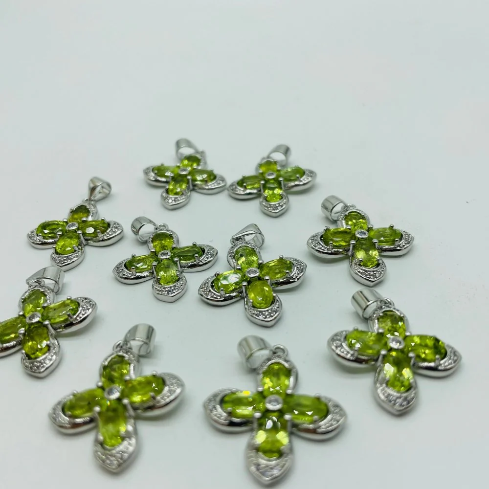 Peridot Round Cut Faceted Stone Pendant Charm Wholesale - Image 5