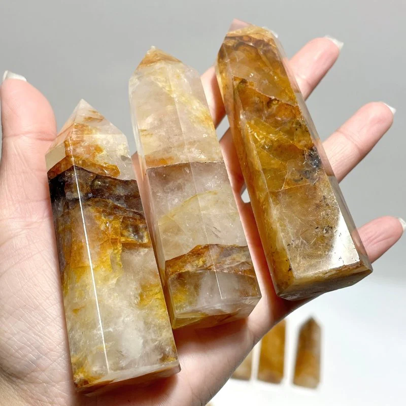 53 Pieces High Quality Fat Golden Hematiod Quartz Tower Points Fire Quartz - Image 5