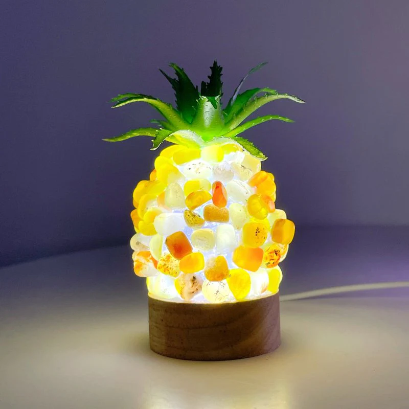 4 Color Pineapple LED Table Lamp Decorations Amethyst Agate - Image 2