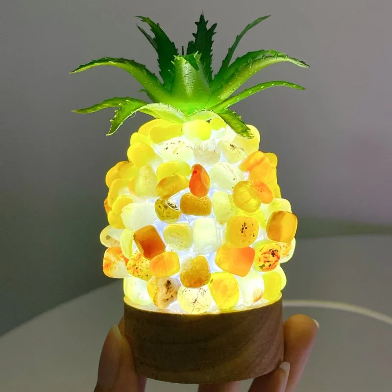4 Color Pineapple LED Table Lamp Decorations Amethyst Agate - Image 6