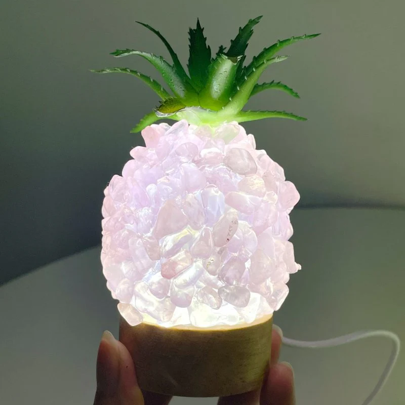 4 Color Pineapple LED Table Lamp Decorations Amethyst Agate - Image 8