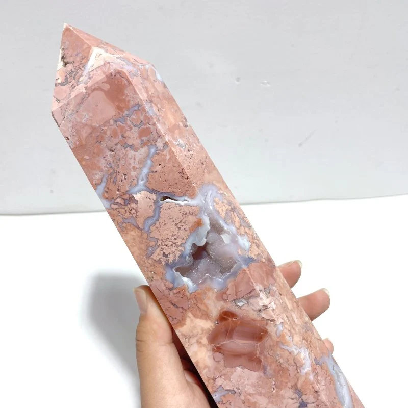 3 Pieces High Quality Large Pink Agate Druzy Geode Tower - Image 5