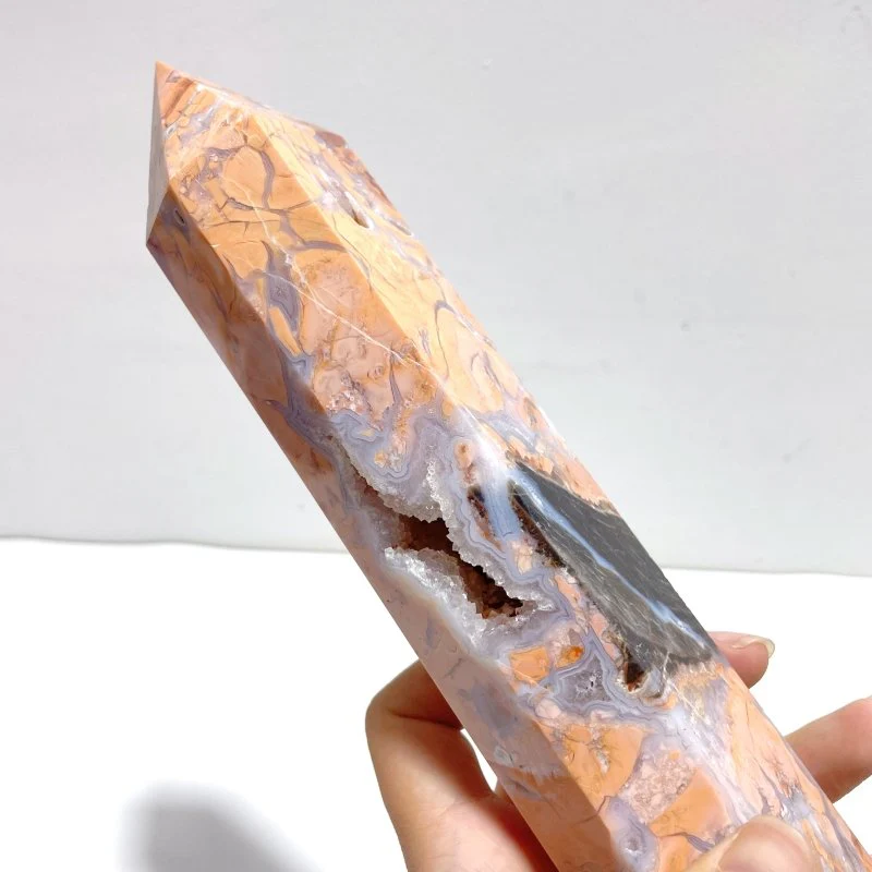 3 Pieces High Quality Large Pink Agate Druzy Geode Tower - Image 7