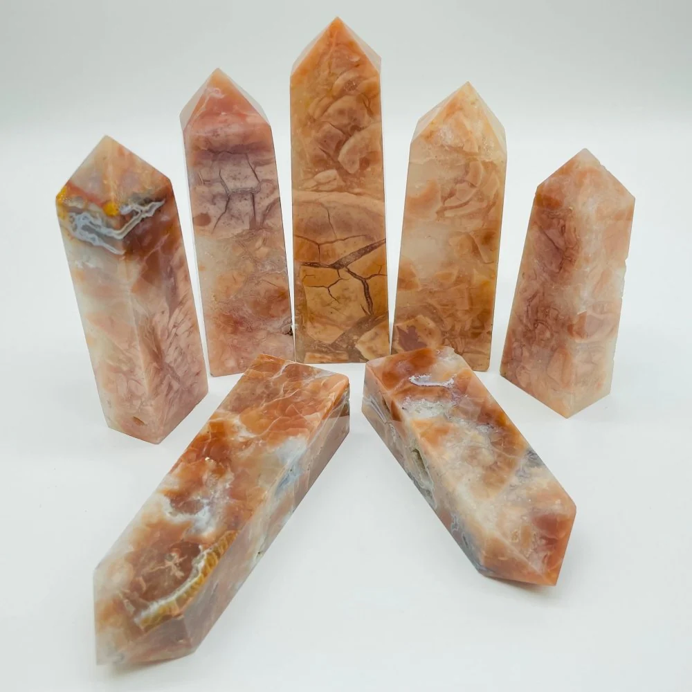 Pink Agate Fat Four-Sided Tower Point Wholesale - Image 3
