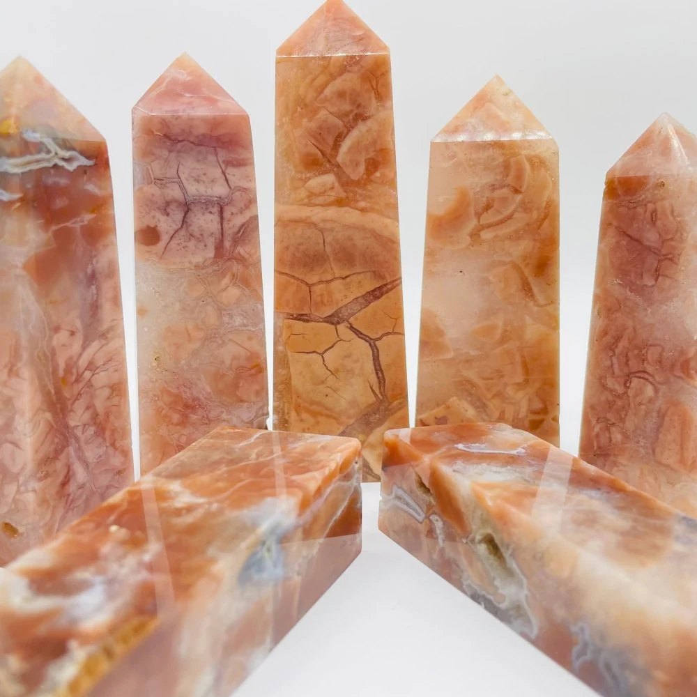 Pink Agate Fat Four-Sided Tower Point Wholesale - Image 4