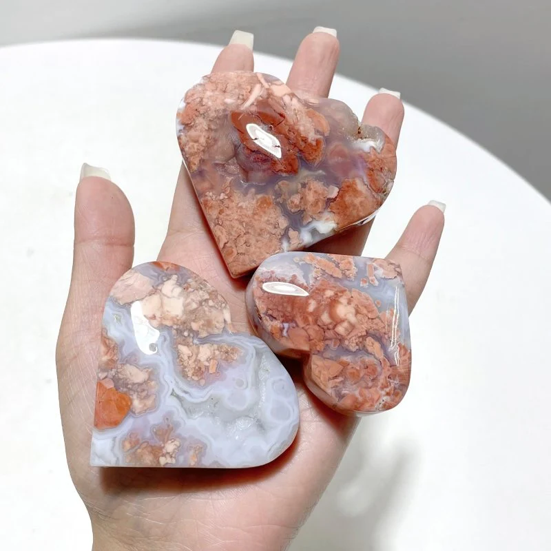 Beautiful Pink Agate Heart Wholesale - Image 3