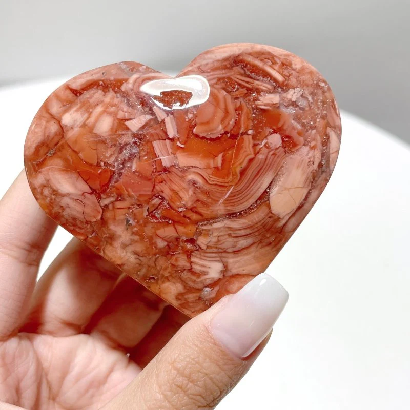 Beautiful Pink Agate Heart Wholesale - Image 5