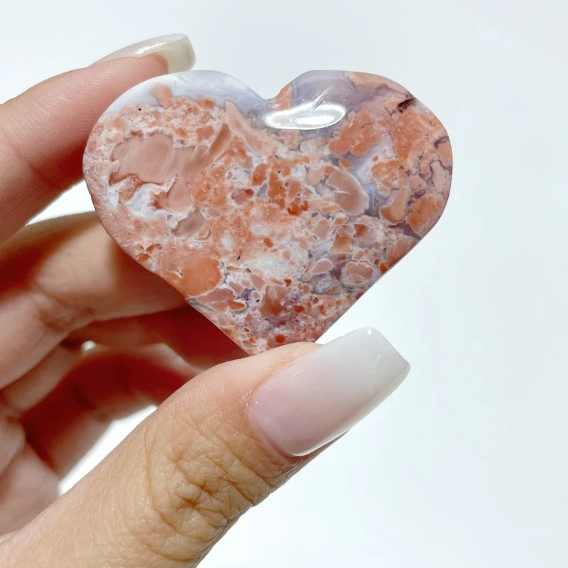 Beautiful Pink Agate Heart Wholesale - Image 6