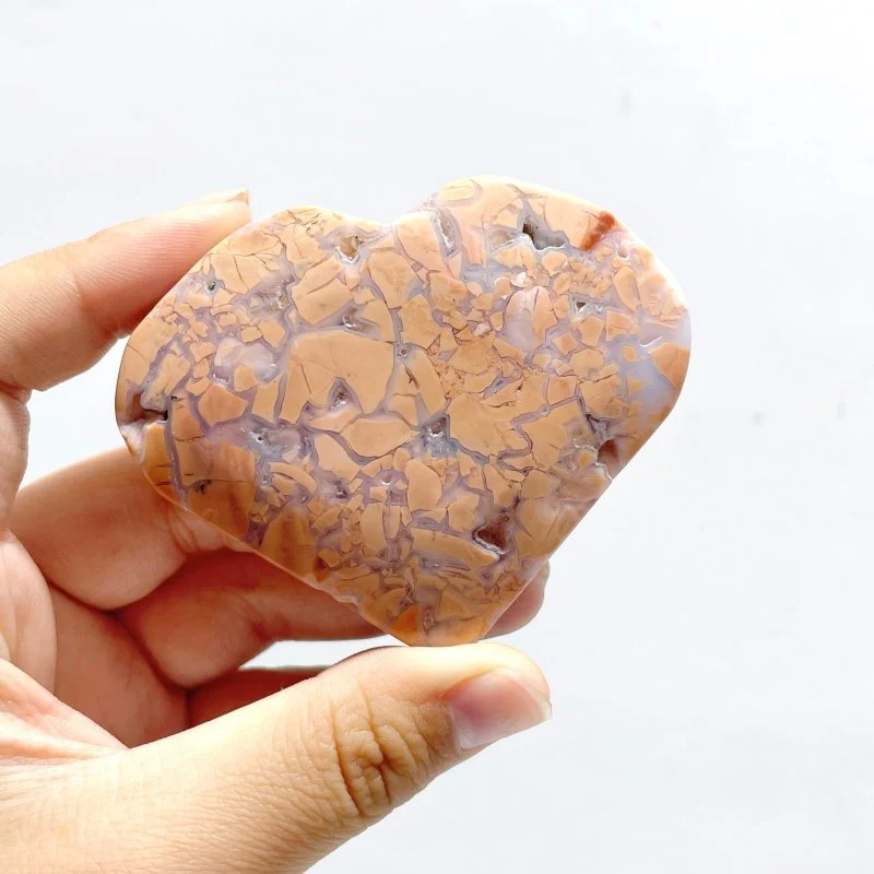 9 Pieces Pink Agate Heart With Stand - Image 5