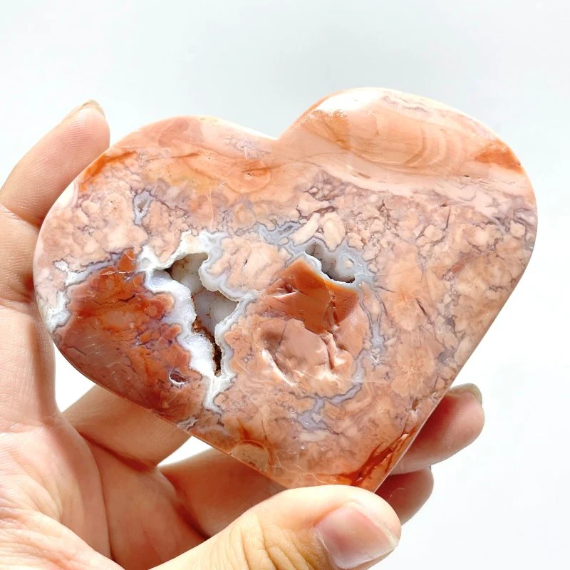 9 Pieces Pink Agate Heart With Stand - Image 6