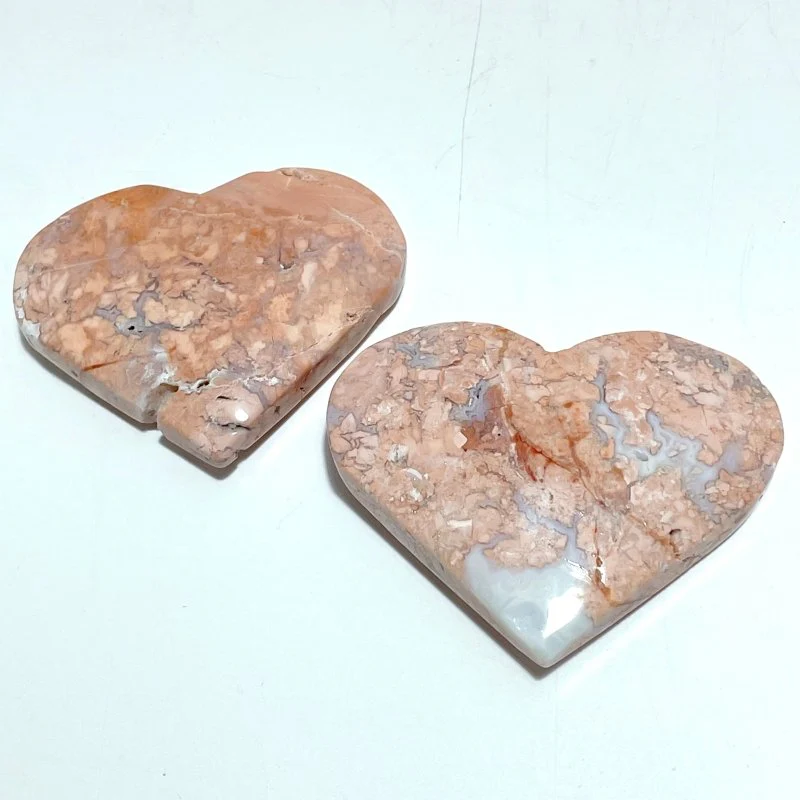 9 Pieces Pink Agate Heart With Stand - Image 7