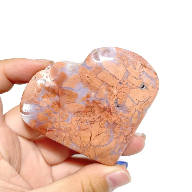 10 Pieces Pink Agate Heart With Stand - Image 4
