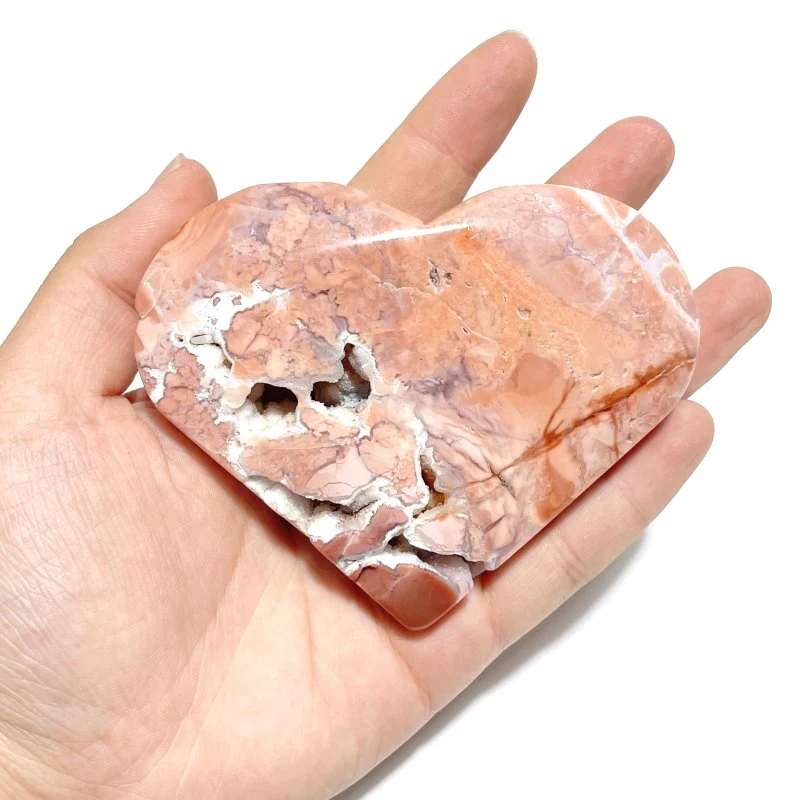 10 Pieces Pink Agate Heart With Stand - Image 5