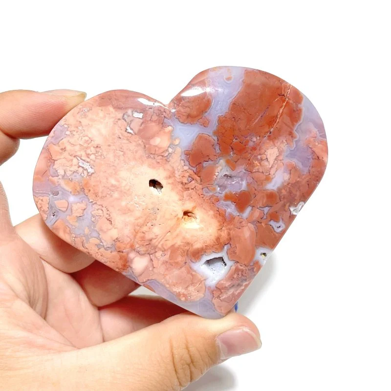 10 Pieces Pink Agate Heart With Stand - Image 6