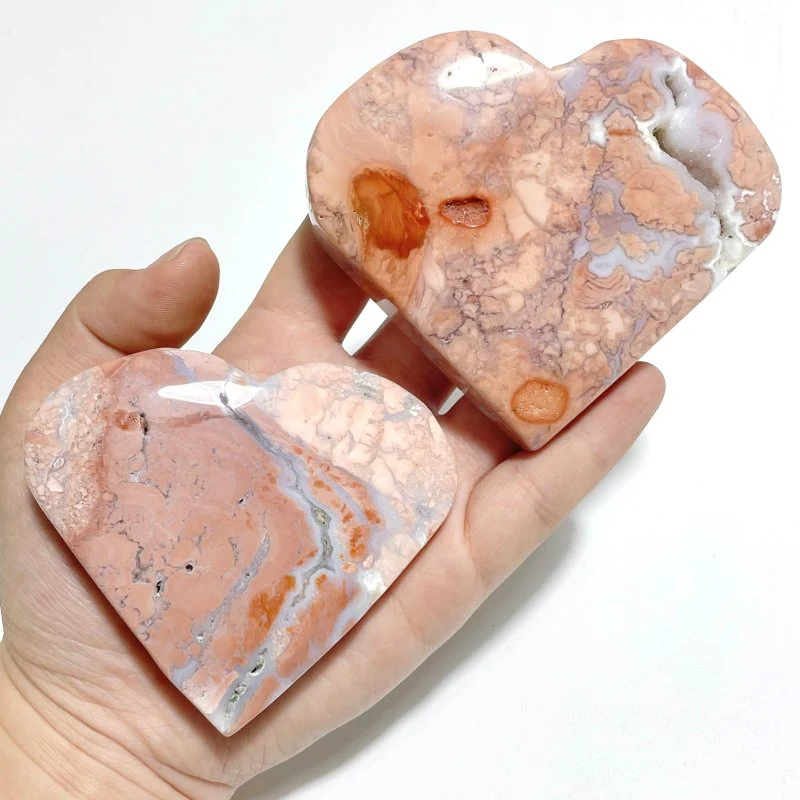 10 Pieces Pink Agate Heart With Stand - Image 7