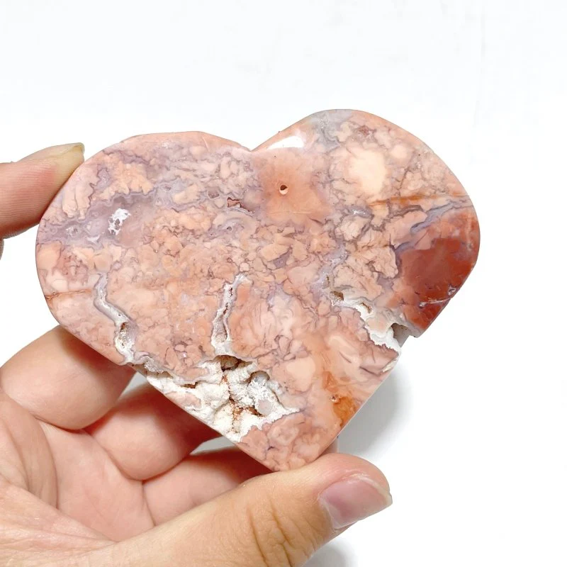 10 Pieces Pink Agate Heart With Stand - Image 8