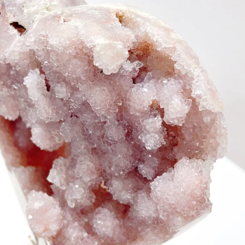 Pink Amethyst Geode Heart With Stand - Image 4