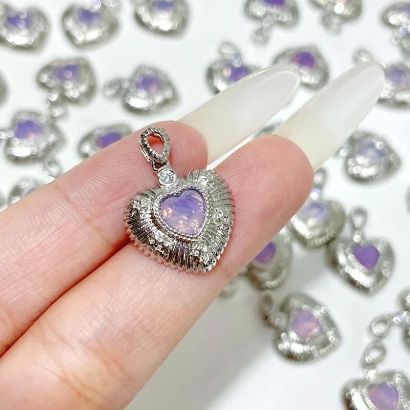 Lavender Quartz Scorolite Heart Cut Faceted Pendant Wholesale