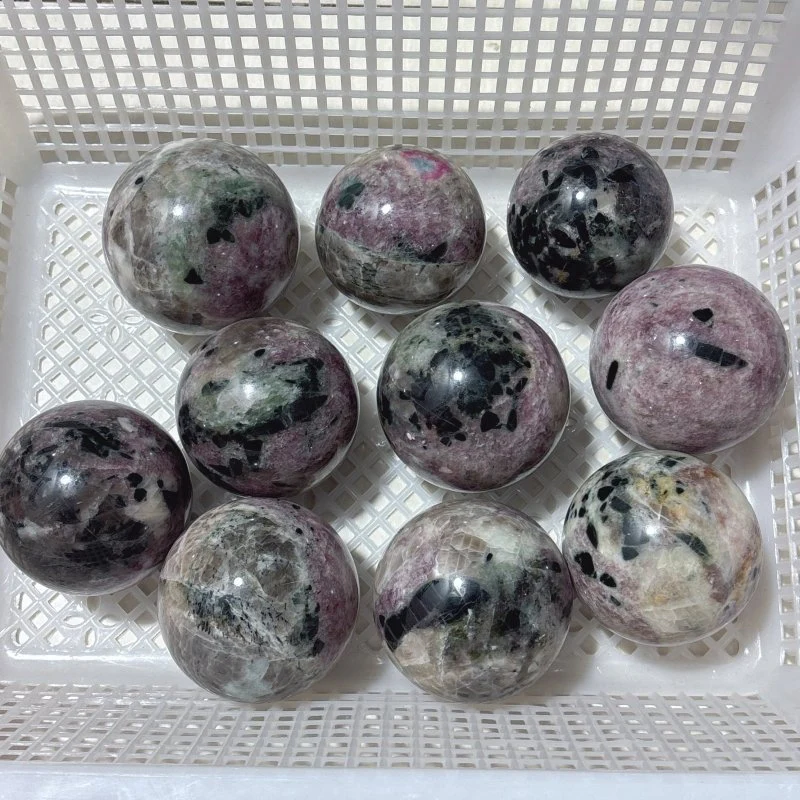 10 Pieces Pink Mixed Green Tourmaline Spheres - Image 2