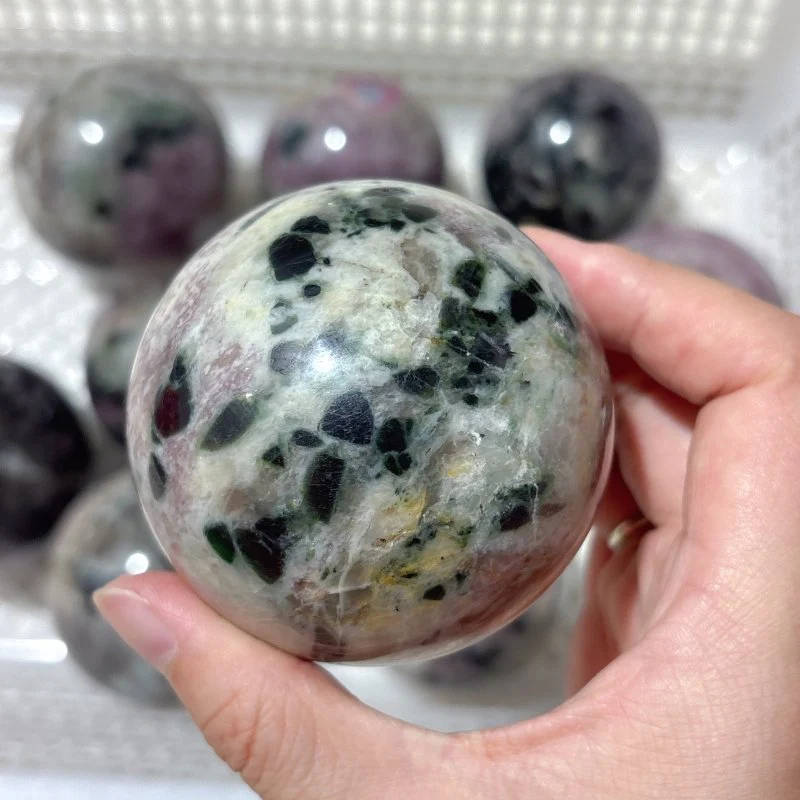 10 Pieces Pink Mixed Green Tourmaline Spheres - Image 4