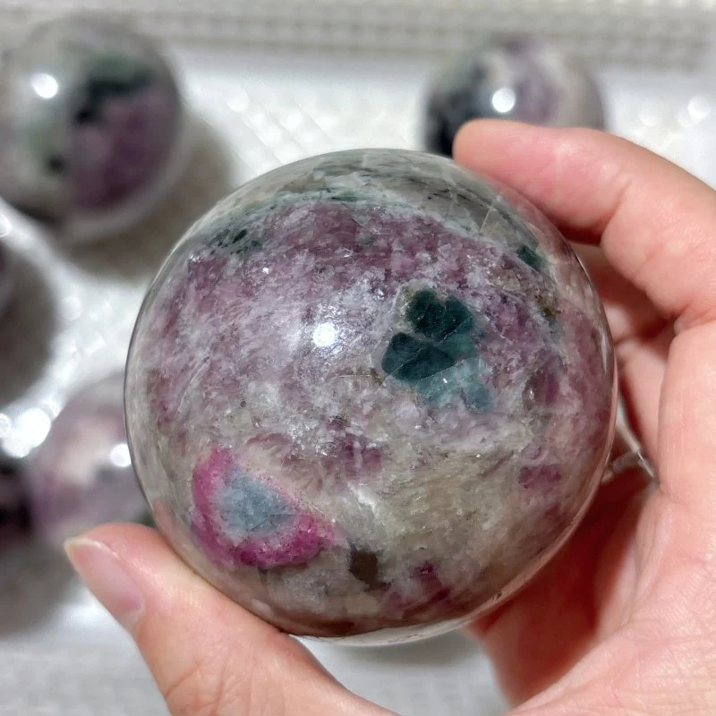 10 Pieces Pink Mixed Green Tourmaline Spheres - Image 5