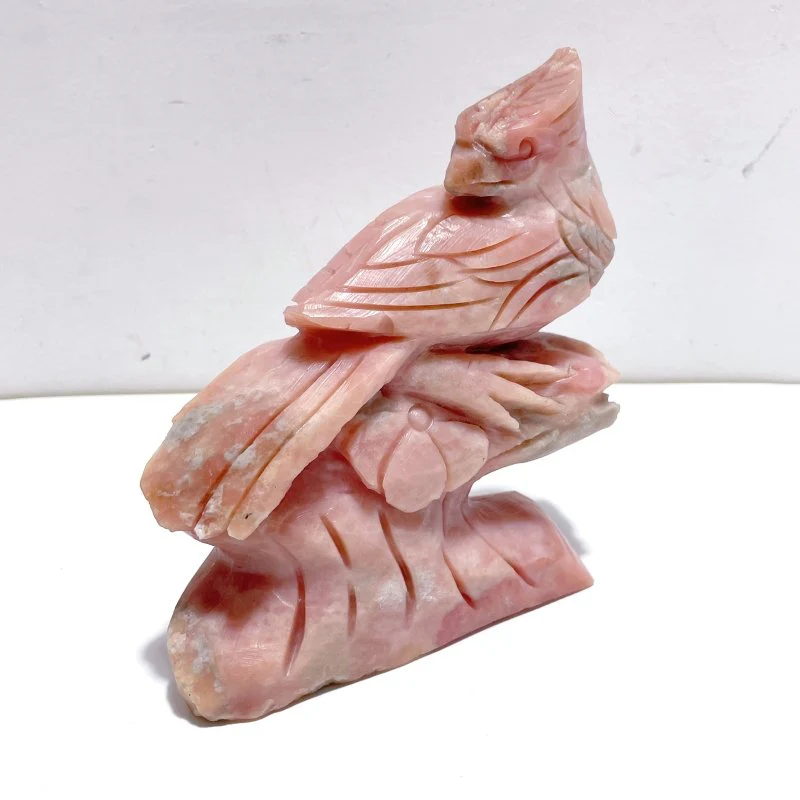 3 Pieces Pink Opal Bird Carving - Image 3