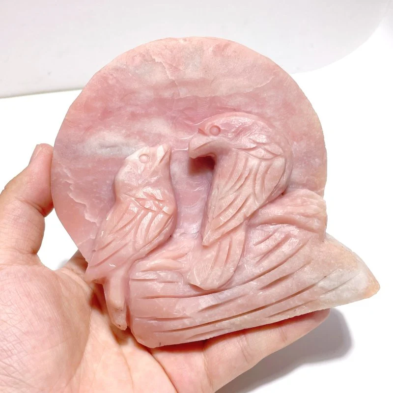 3 Pieces Pink Opal Bird Carving - Image 5