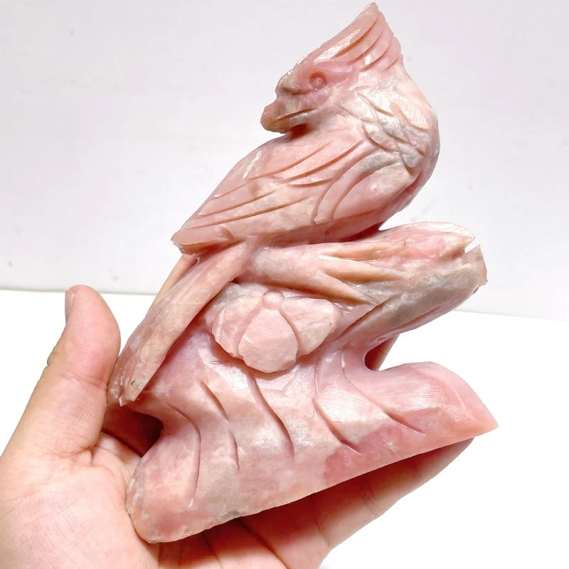 3 Pieces Pink Opal Bird Carving - Image 6