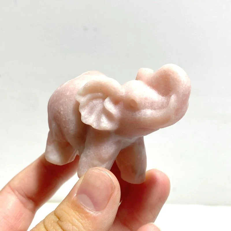 Pink Opal Elephant Carving Wholesale - Image 3