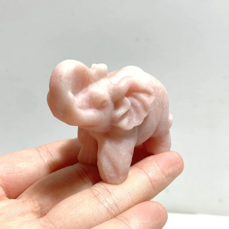 Pink Opal Elephant Carving Wholesale - Image 5