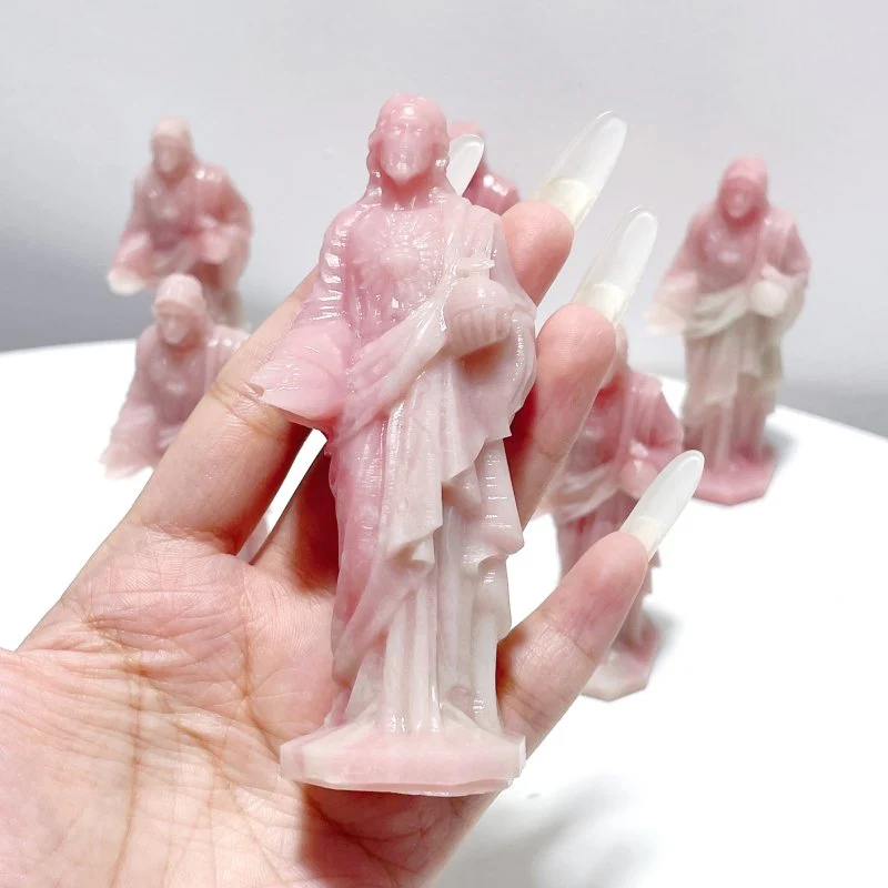 Pink Opal Jesus Carving Wholesale - Image 2