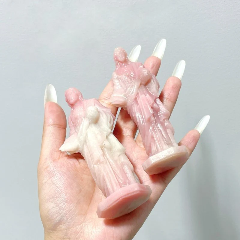 Pink Opal Jesus Carving Wholesale - Image 4