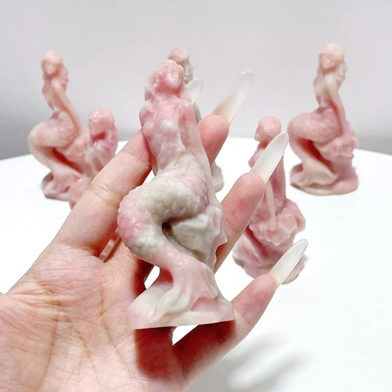 Pink Opal Mermaid Carving Wholesale - Image 2