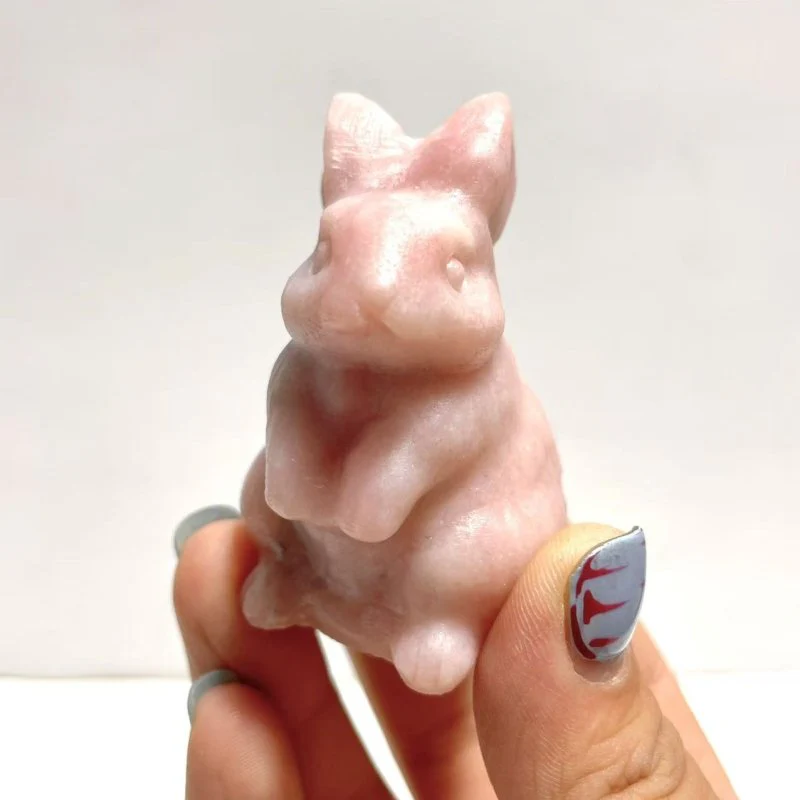 Pink Opal Rabbit Carving Wholesale