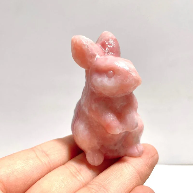 Pink Opal Rabbit Carving Wholesale - Image 2