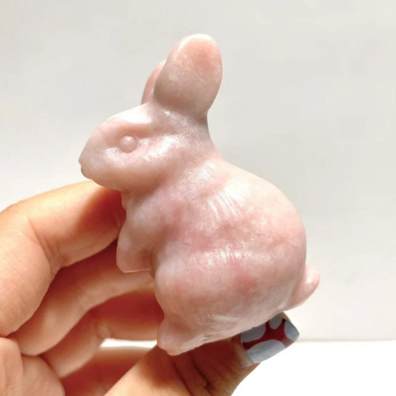 Pink Opal Rabbit Carving Wholesale - Image 5