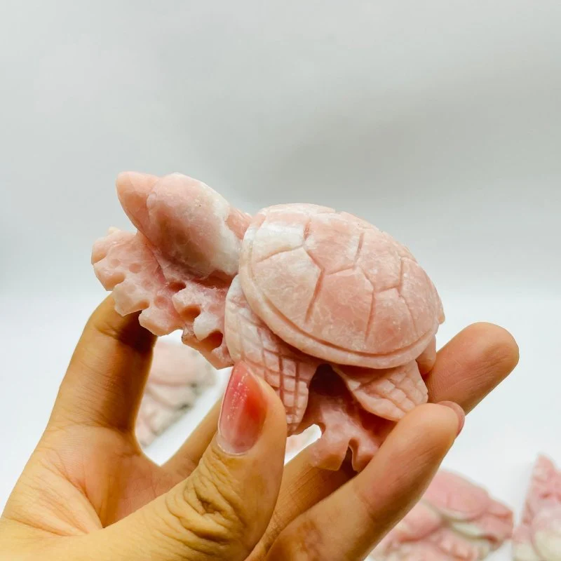 10 Pieces Beautiful Pink Opal Sea Turtle Carving - Image 3
