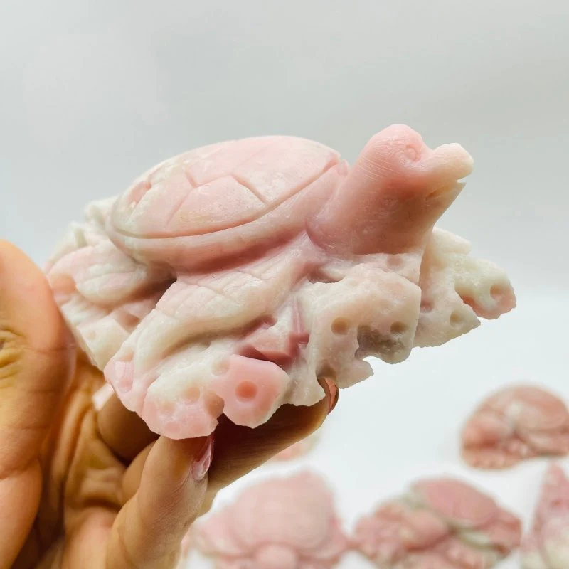 10 Pieces Beautiful Pink Opal Sea Turtle Carving - Image 5