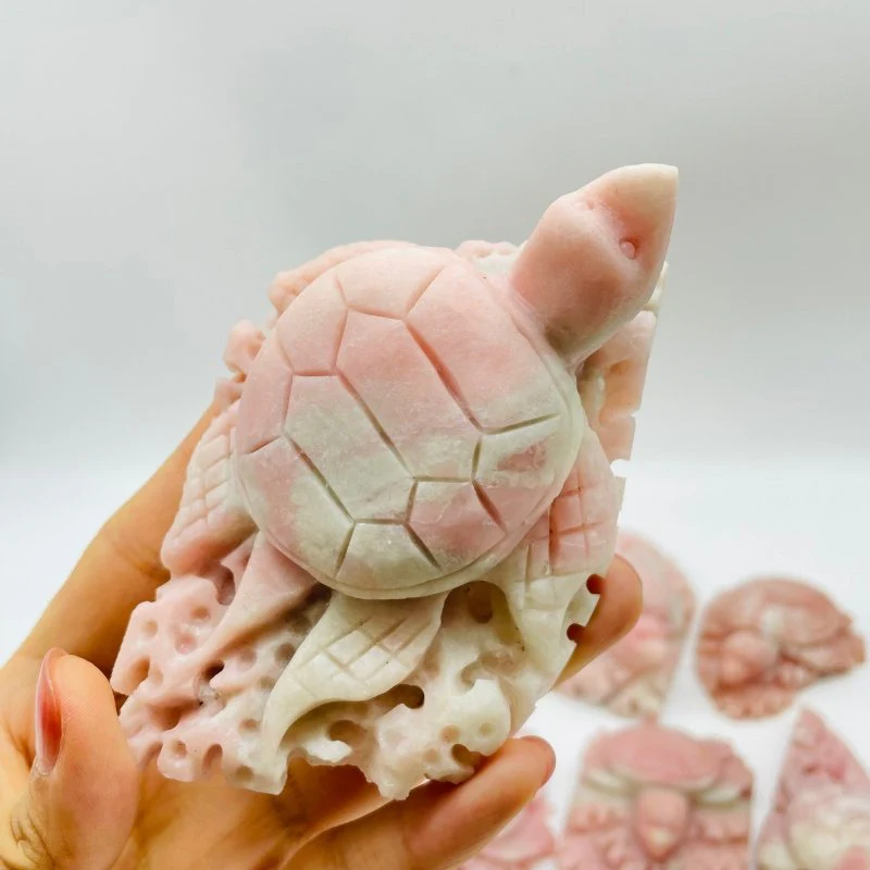 10 Pieces Beautiful Pink Opal Sea Turtle Carving - Image 7