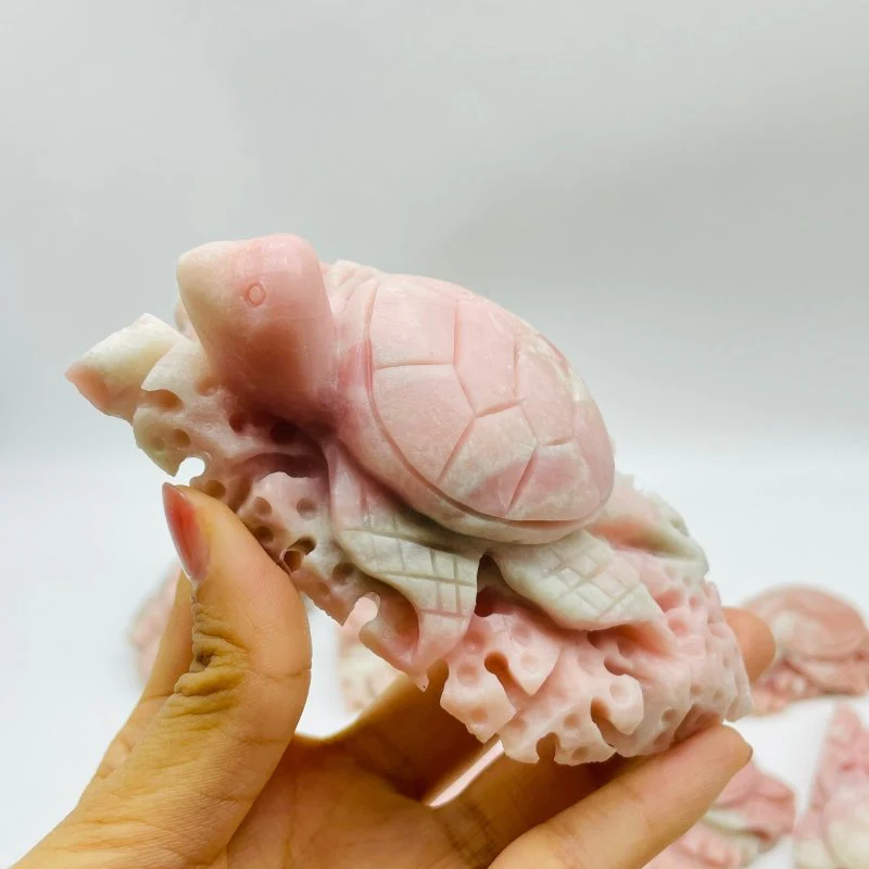 10 Pieces Beautiful Pink Opal Sea Turtle Carving - Image 8