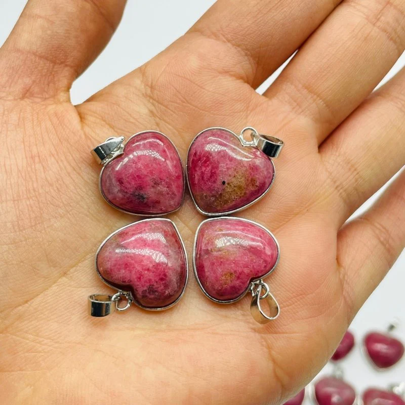 29 Pieces Pink Rhodonite Stone Heart Pendant - Image 2