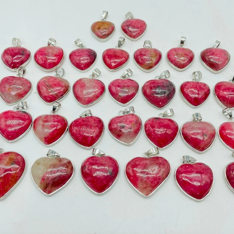 29 Pieces Pink Rhodonite Stone Heart Pendant - Image 3
