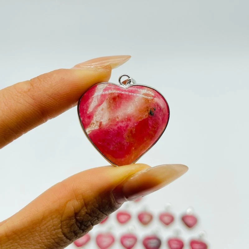 29 Pieces Pink Rhodonite Stone Heart Pendant - Image 4