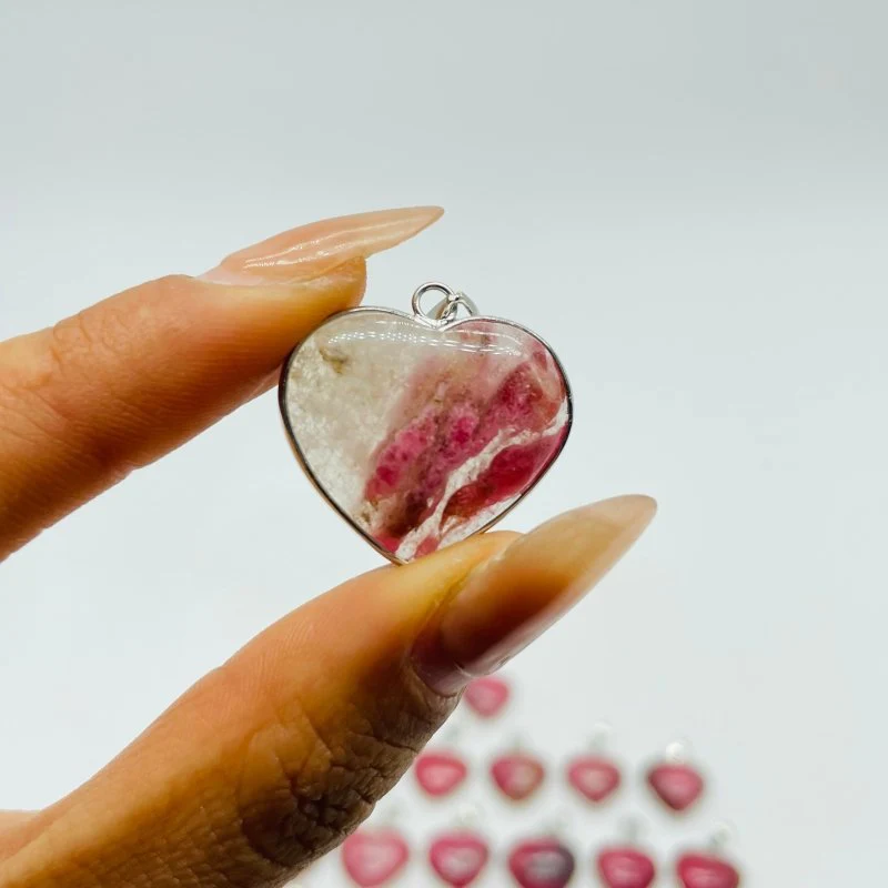 29 Pieces Pink Rhodonite Stone Heart Pendant - Image 5