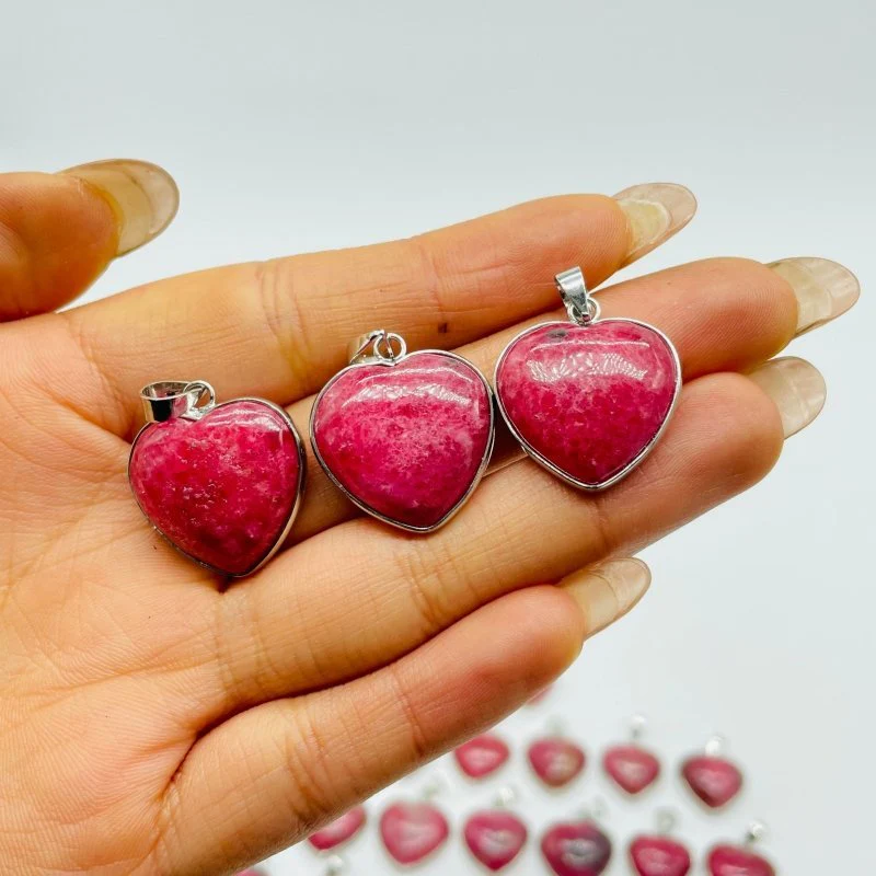 29 Pieces Pink Rhodonite Stone Heart Pendant - Image 7