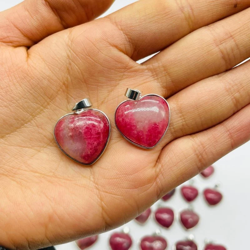29 Pieces Pink Rhodonite Stone Heart Pendant - Image 8
